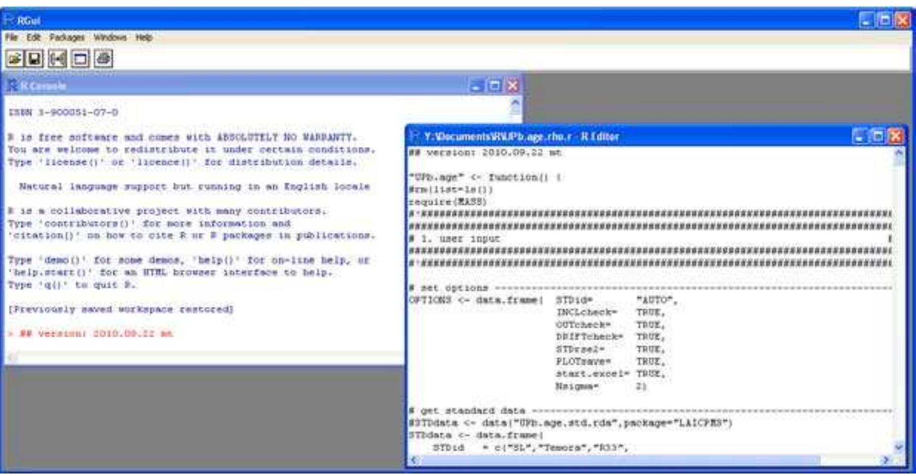 A screenshot of the r console, with the command line window,