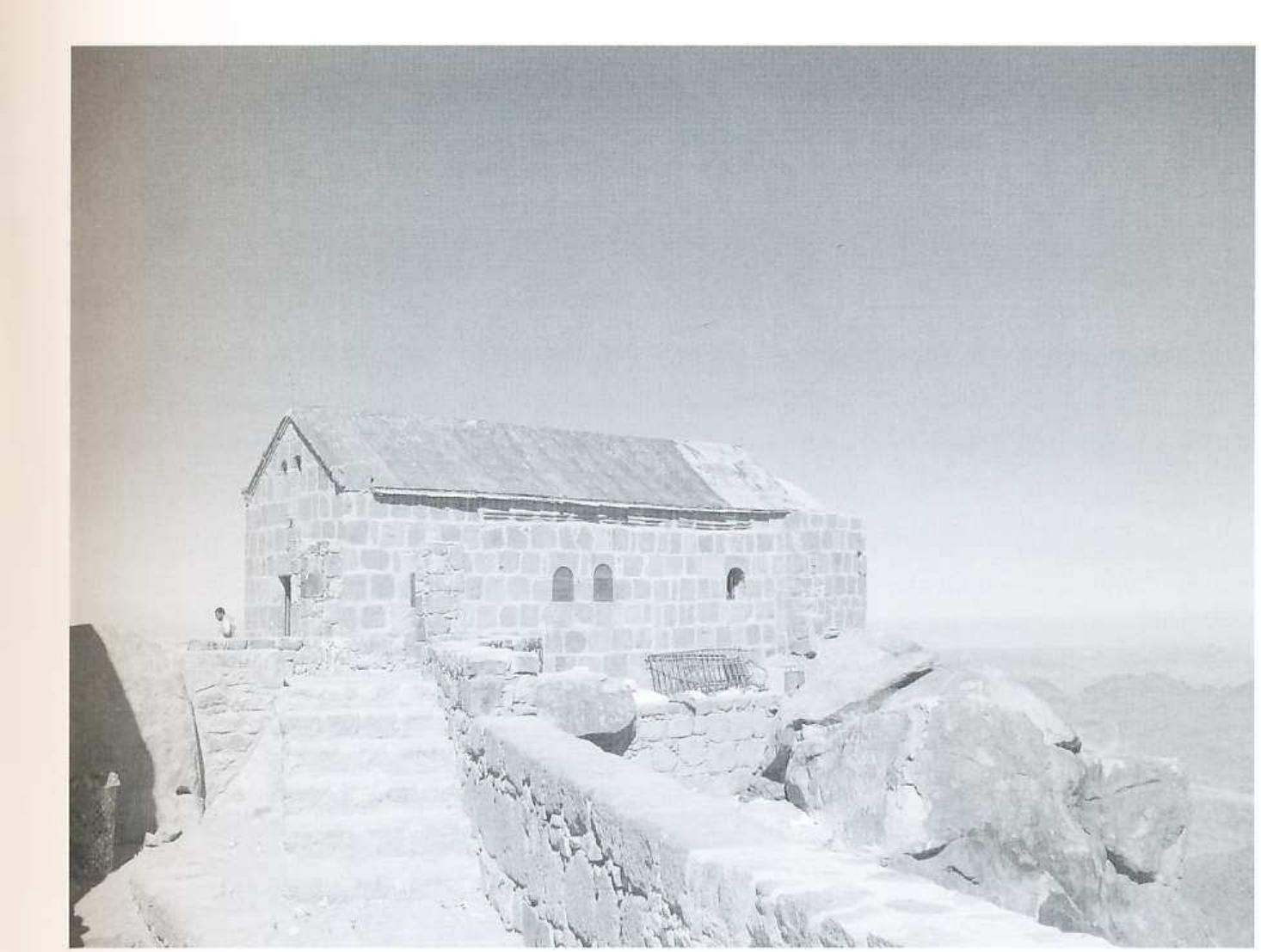 cave is now accessed by a flight of eight steps that lead under the eastern wall of the mosque. Above the entrance to the cave graffiti in Greek and Armenian survives."” Inside the cave a mihrab has been carved out of the rock, probably at the same period with the mosque above.” It should be noted that Islam recognizes Moses as one of the great prophets (Qur’an, stra 2. 47-93, 14.5, 17. 2, 95. 2) and that Sinai is regarded by the Muslims as a holy site, as well as by Jews and Christians. 