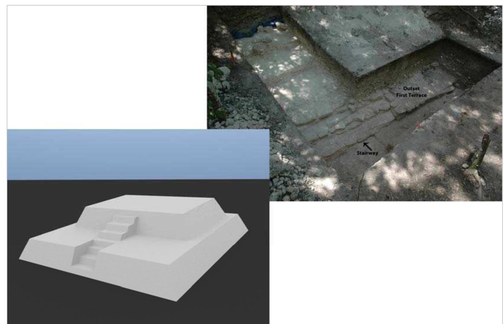 Figure 5. Structure E-2-2nd Photo of Basal Steps and Isometric Reconstruction Drawing. 