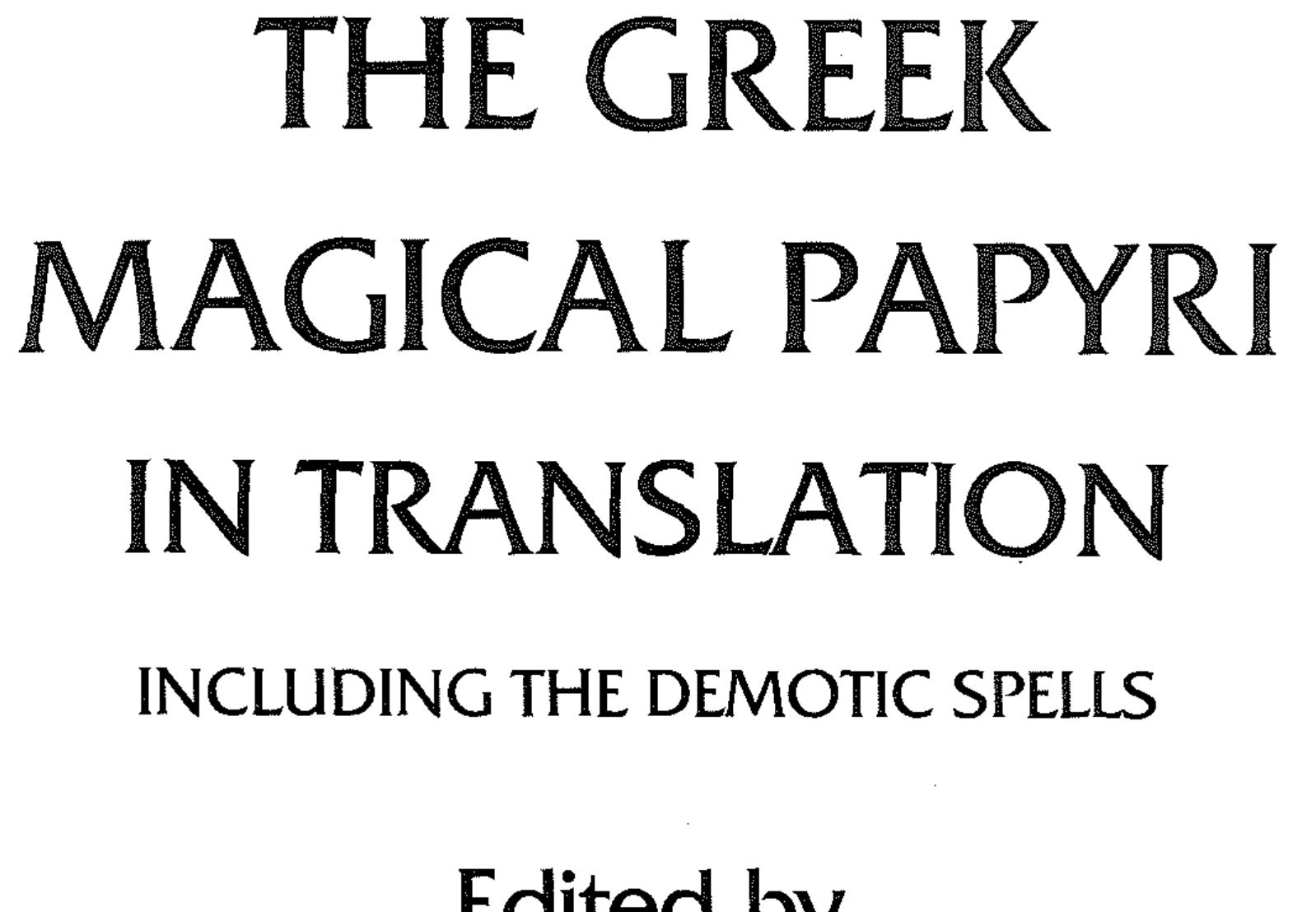 PDF Greek Magical Papyri 