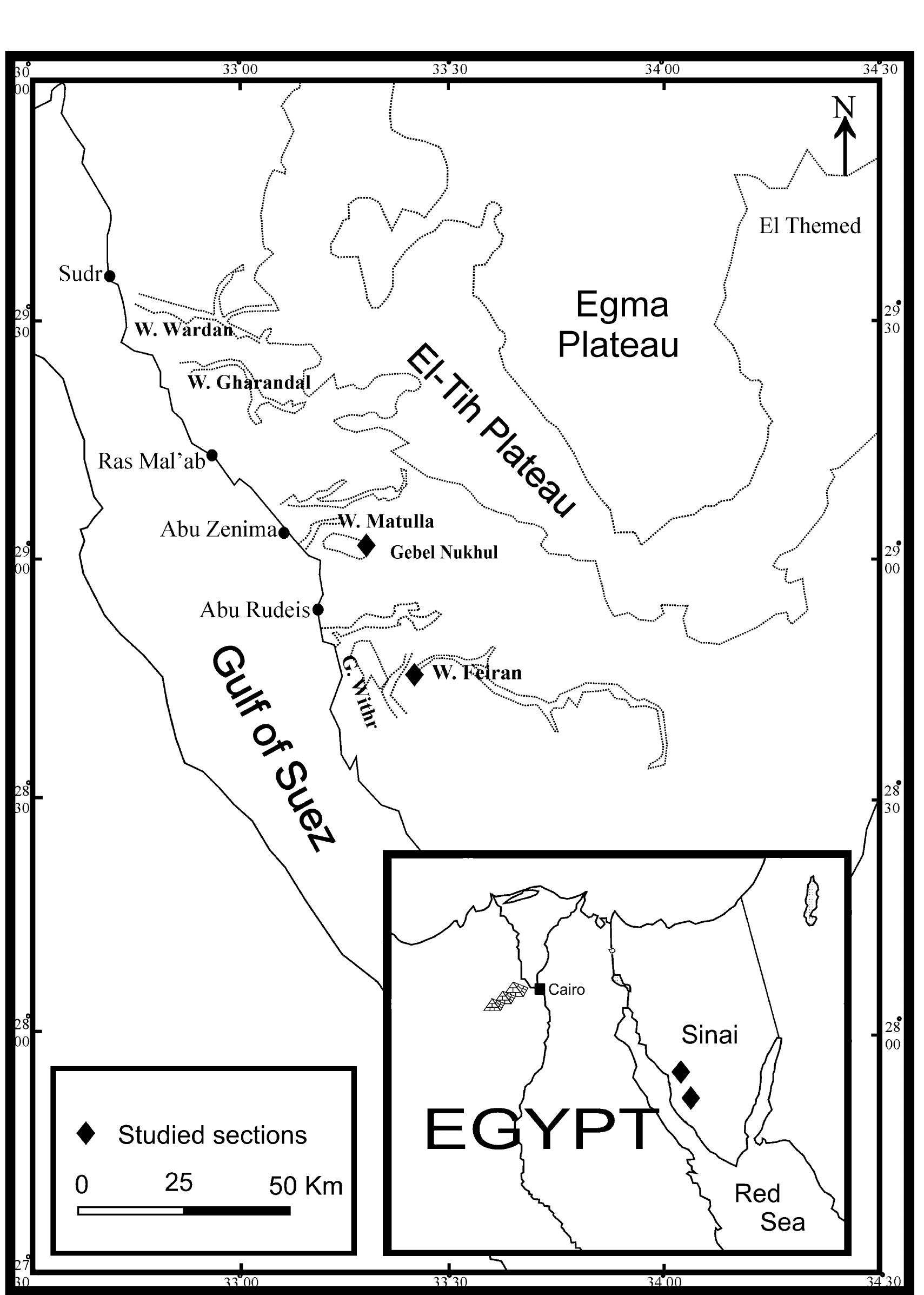 Paleogeographic map of north africa and the middle east