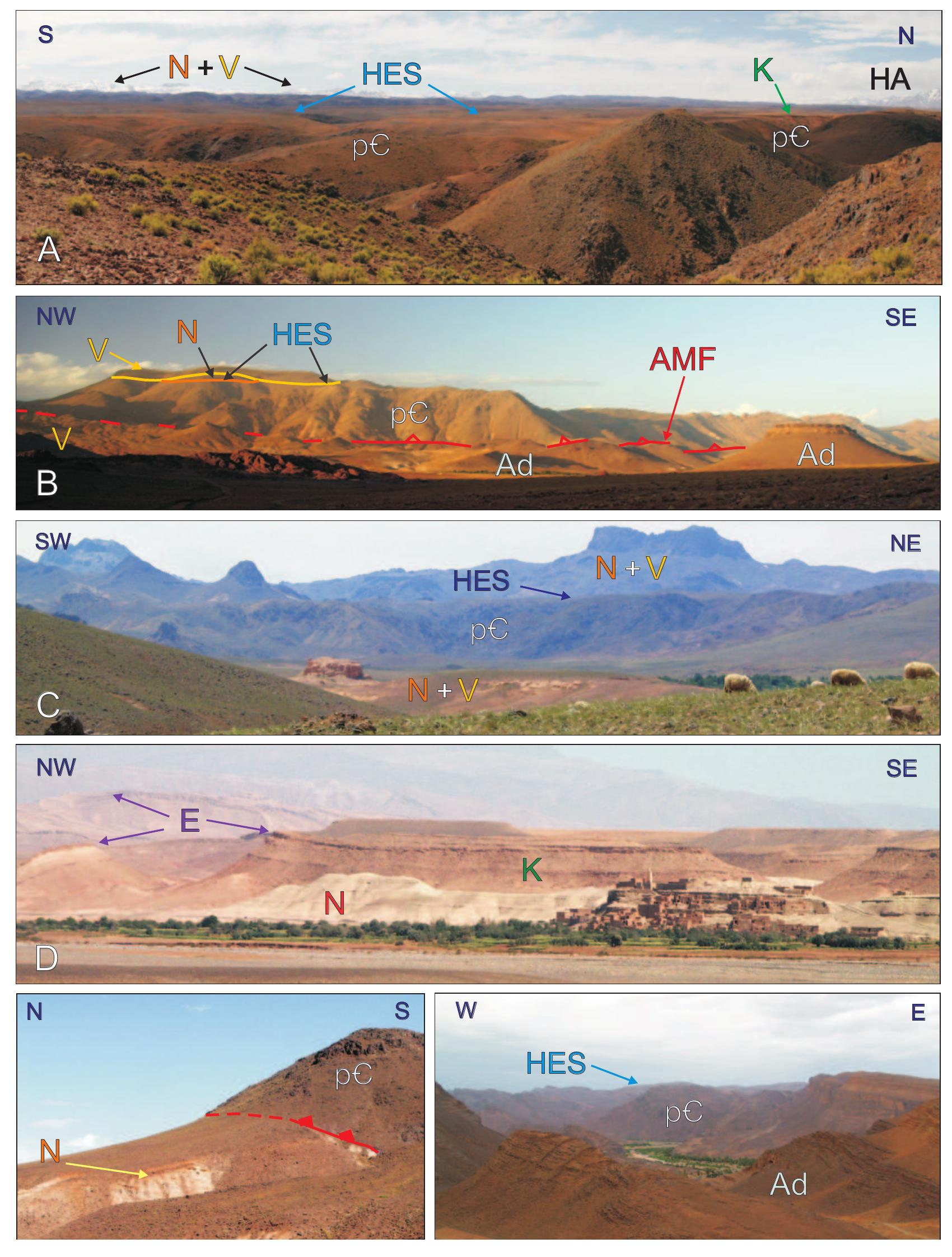 Neogene Rocks Map displaying the major cenozoic structures of the study