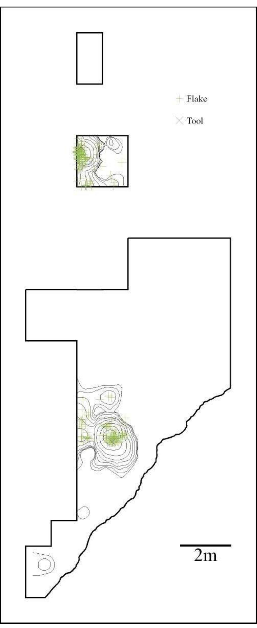Isopelth Map 2 cz2 3-pointed artifacts with isopleth map of all flakes