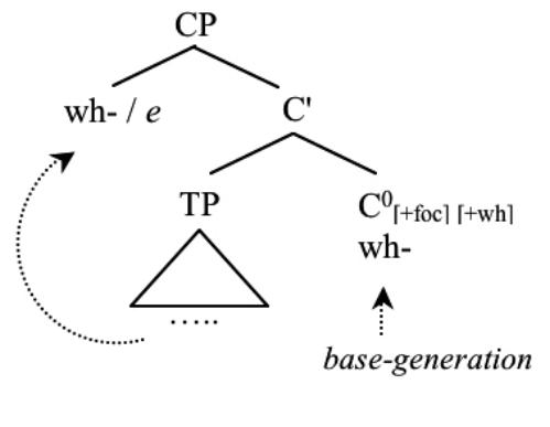 There is yet another view which argues for a remnant-movement analysis (Aboh & Pfau, 2011; Aboh, Pfau, & Zeshan, 2006; Nunes & Quadros, 2006). According to this analysis, the derivation of wh- 