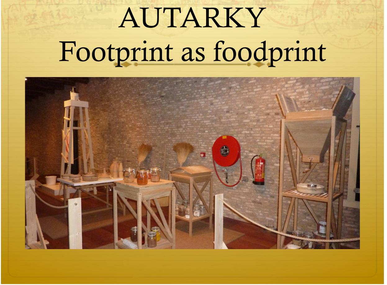 freedom in independent expression. But in digital times this autonomy has lost its substantial foundation. Within network society being independent is no longer an issue. Moreover, private life is fully public, due to our media. Every one is embedded, mediatizec Radically. The urgent question is rather: dependent upon what en how? Freedom’s issue  now is: on what scale can | be responsible for what | do? Not accountable, responsible. Our present political core business is no longer enhancing hyper individualistic pseudo- autonomy. In hyper consumer capitalism we are solely controlling its disastrous effects. Tt  real issues nowadays are peak oil versus renewable resources. Our human condition has t deal with self-sufficiency of people and planet within a cyclical perspective of shared profi 21° century man’s issue is no longer ego, but energy, not cogito but community, not  individualism but being interested, not interiority but in betweenness, not selfishness but sustainability. Individual self-determination (autonomy) is now embedded in collective sel sufficiency, in qutarky.  5 gil ares a tla iar Wie a ie eal EM, oe ores se ik ae al te ee are i ee eee |  Autarky is ecological in that it strives to be self-sufficient. It thinks in cyclical footprints and redefines food in terms of footprints: foodprint. Our economic system can no longer externalize its self-undermining effects — waste, pollution, lack of resources, traffic jams, climate change, senseless violence. These must be fed back into the system, internalized. We might call it sustainism, but let’s get rid of the —isms. 