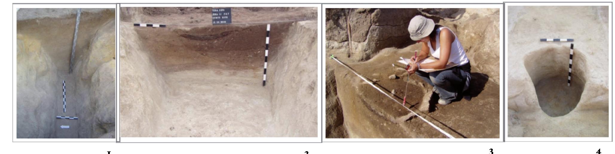 Figure 2. Some excavated structures in the enclosure of Forca. 2.1 and 2.2: Ditches; 2.3 Fireplace inside a ditch; 2.4. Pit structure (by Arqueologia & Patriménio and City Hall of Maia) Figure 1. Location of Forca in North-west of Iberian Peninsula