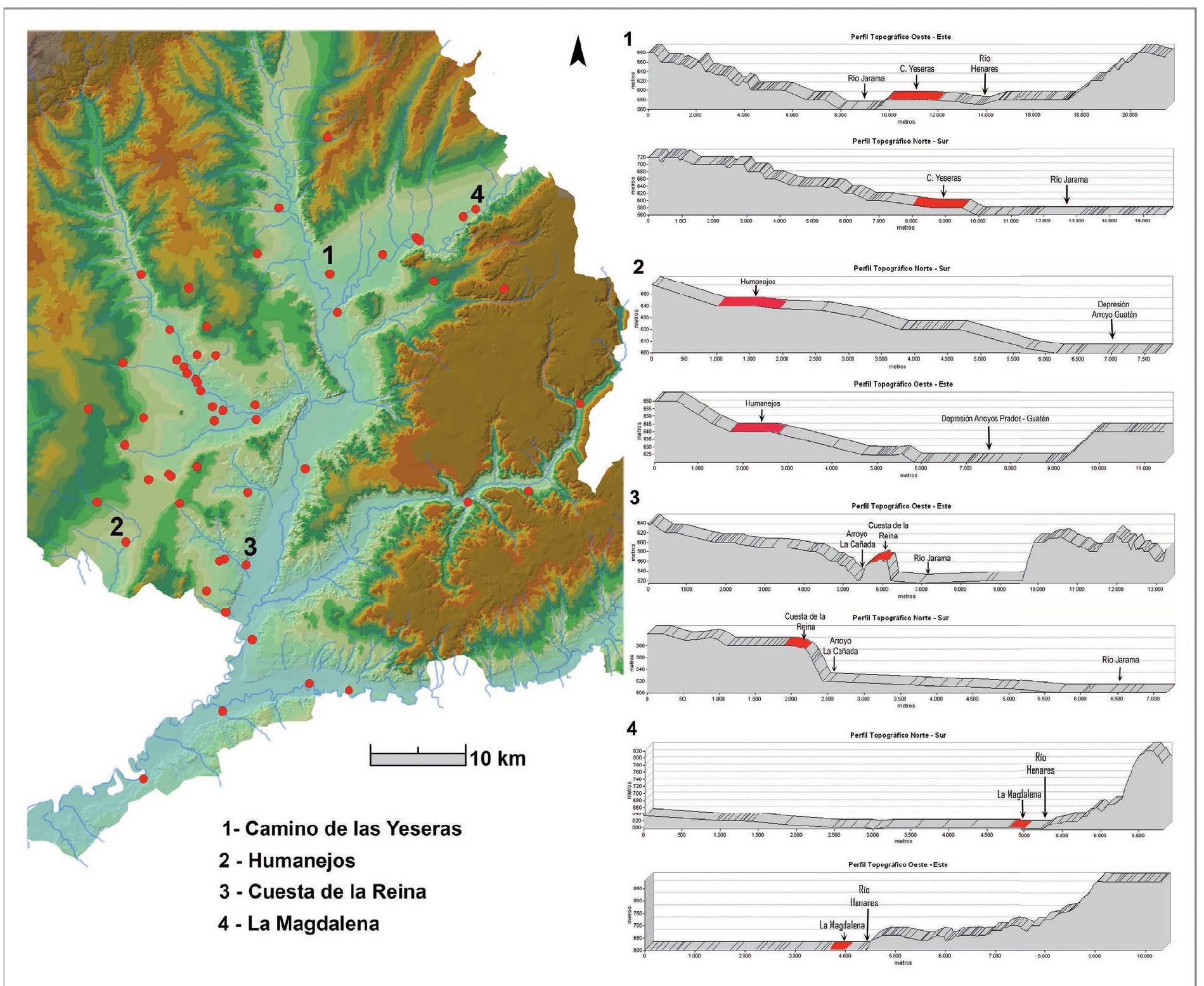 Figure 1: Situation and location of the four chalcolithic sites with Bell Beakers under study