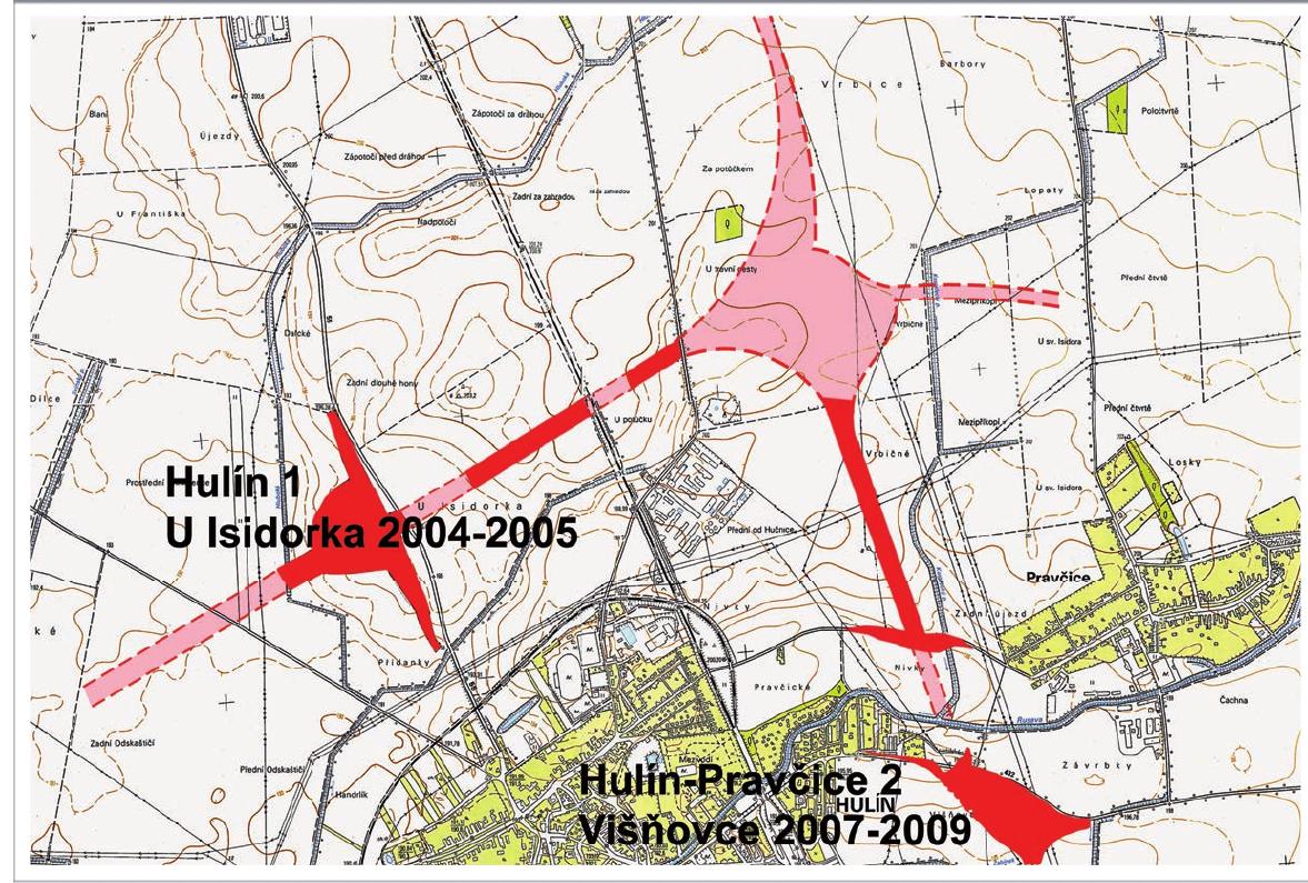 Figure 1. A map of the sites in scale of 1: 10 000 with marked location of Bell Beaker burial sites. Map by M. Bém