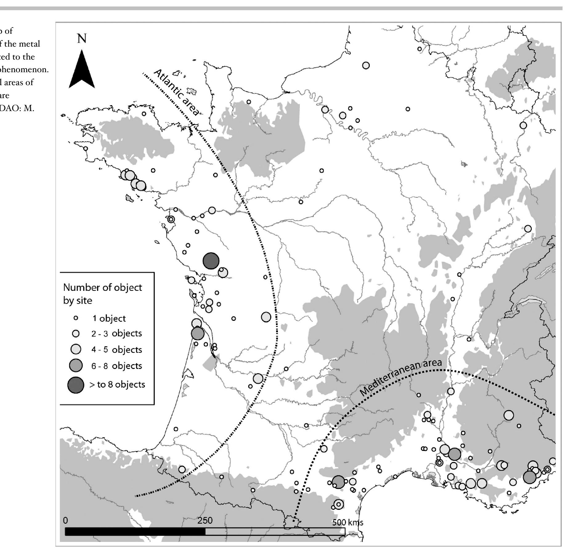 Which object in which areas? Geographic distribution and morphological types The Atlantic area In the first Atlantic area, we find a majority of gold It seems that we must distinguish two main daggers. In this region, it is particularly interesting that
