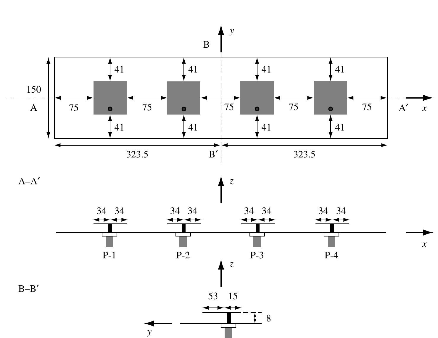 97 geometry of the planar four-element array, array 2