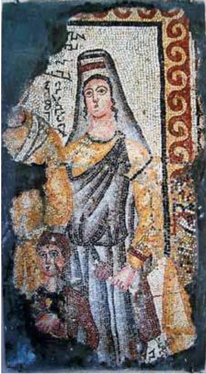 Figure 2  ree genes ne Lire  Family Portrait Mosaic, Lost. (Segal 2002: fig. 1)  A fragment of Tripod Mosaic, Aya Irini, Istanbul-Turkiye (Photo. B. Salman) 