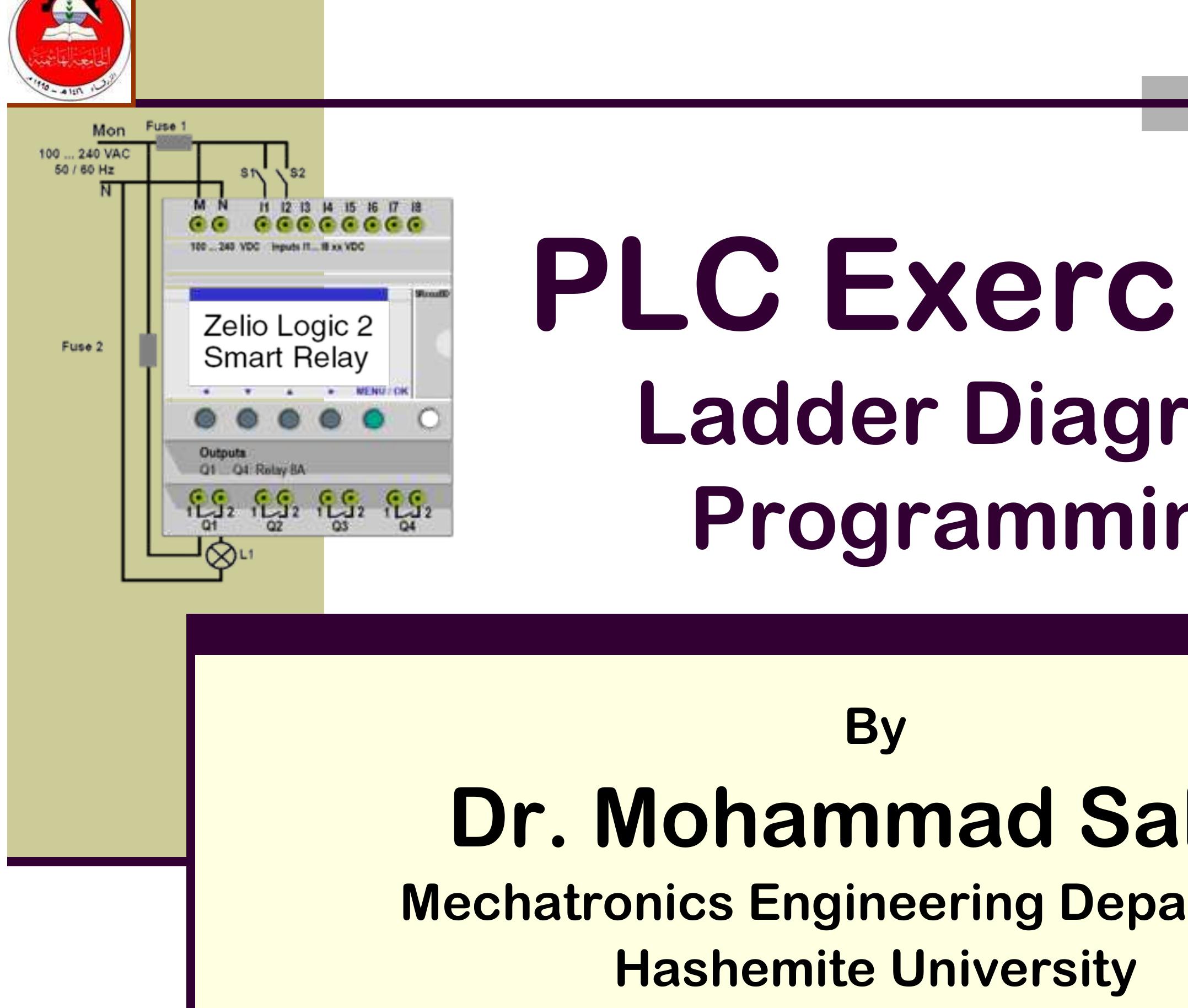 Figure 1 - PLC Exercises Ladder Diagram Programming