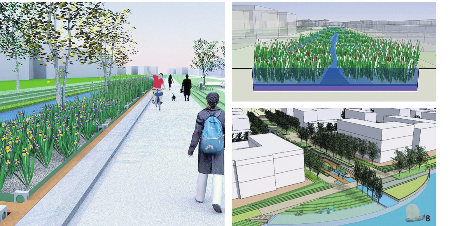 in sound science and land-use planning theory and practice. 4. Green infrastructure can and should function as the framework for conservation and development. 5. Green infrastructure should be planned and protected before development ...7. Green infrastructure affords benefits to nature and people. 9. Green infrastructure requires making connections to activities within and beyond the community. 10. Green infrastructure requires long-term commitment.  ®Strategies and visions were developed under the author’s direction in the UMASS Urban Design Laboratory 2007and 2008. The scientific framework for the 2007 scenario was established in collaboration with Prof. PHD Guy Lanza, Department of Environmental Sciences, UMASS.  Rhizotopia design team: Jinglan Wang, Duanchai Samimi (2007) Veringkanal Water Cycles: Todd Lynch, David Maynes, Christian Metz, Duanchai Samimi (2008) 