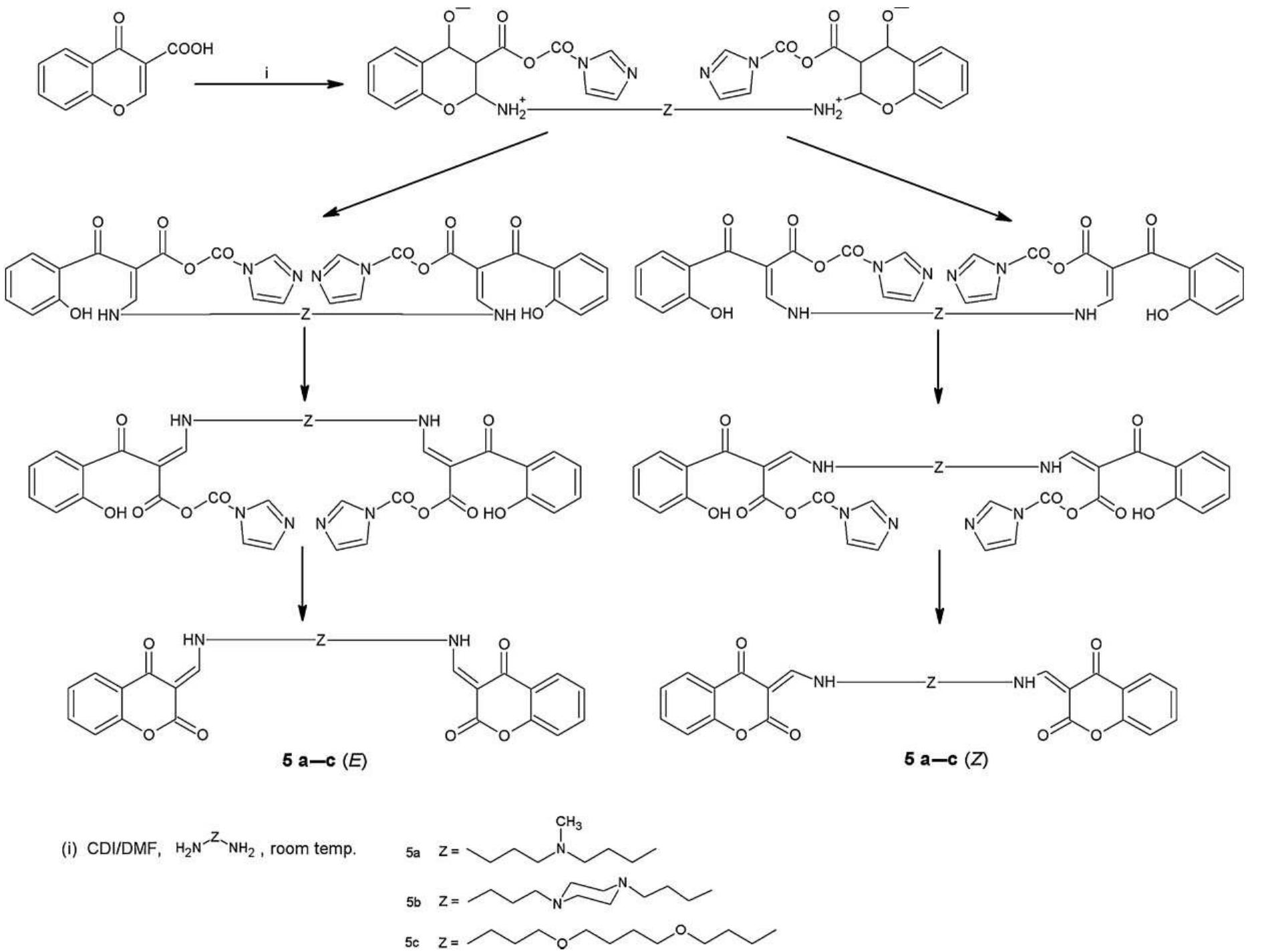 A proposed mechanism for the reaction of compounds 5a—c
