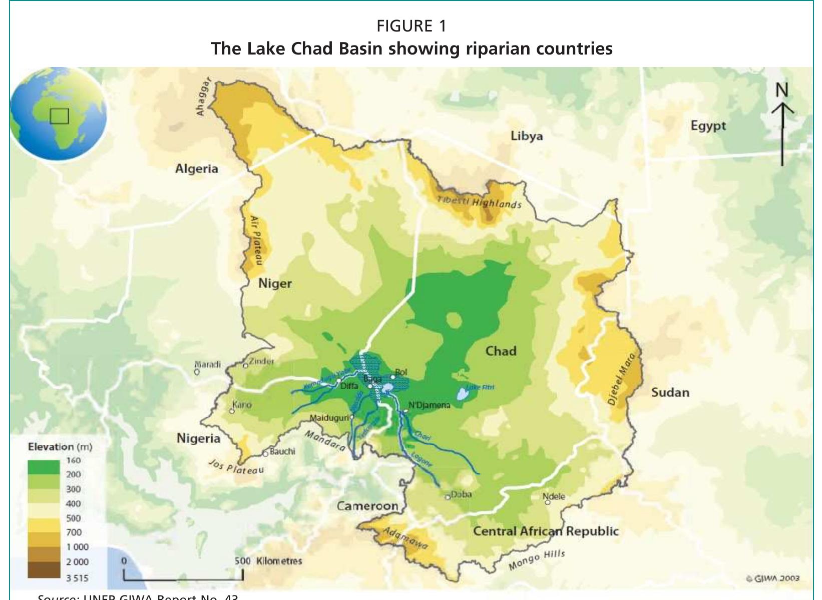 The lake chad basin is located between 12° 20’ and 14° 20’