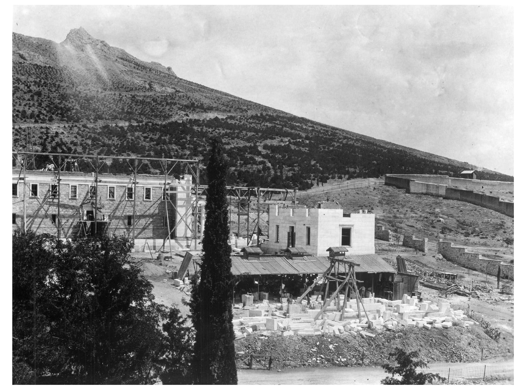 Figure 4. The Gennadius Library  under construction in 1924. Photo ASCSA Blegen Library Archives  The School also provided employment to men from Asia Minor who had been held as prisoners of war following the Asia Minor disaster and were sent to Athens after their release: 