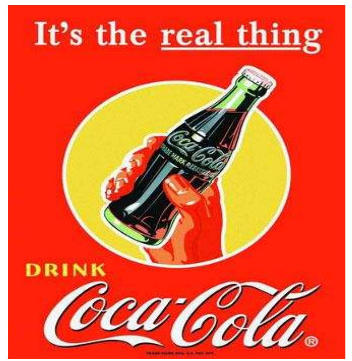 advertising slogans such as “Coke is it!” or “It’s the real thing, Coke.”  This absence of useful qualities—that is the product’s caffeine, sugar, or other contents are not  desirable object betrays its own meaninglessness and points the subject to the Real of desire with  5 selling points—actually makes its advertising more effective, not less (Sublime Object Ch 1).  One of Zizek’s famous examples of an ideological object is that of Coca-Cola, which as 
