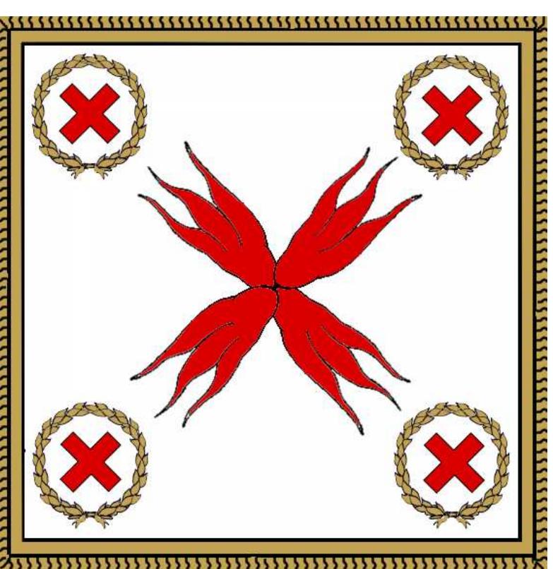 Figure 5. Chevau-légers de Bourgogne’s standard (partially hypothetical restitution) (drawing by J.-P. Fernon).  Figure 4. Régiment de Bourgogne’s standard, final version (drawing by J.-P. F ernon)'®. 