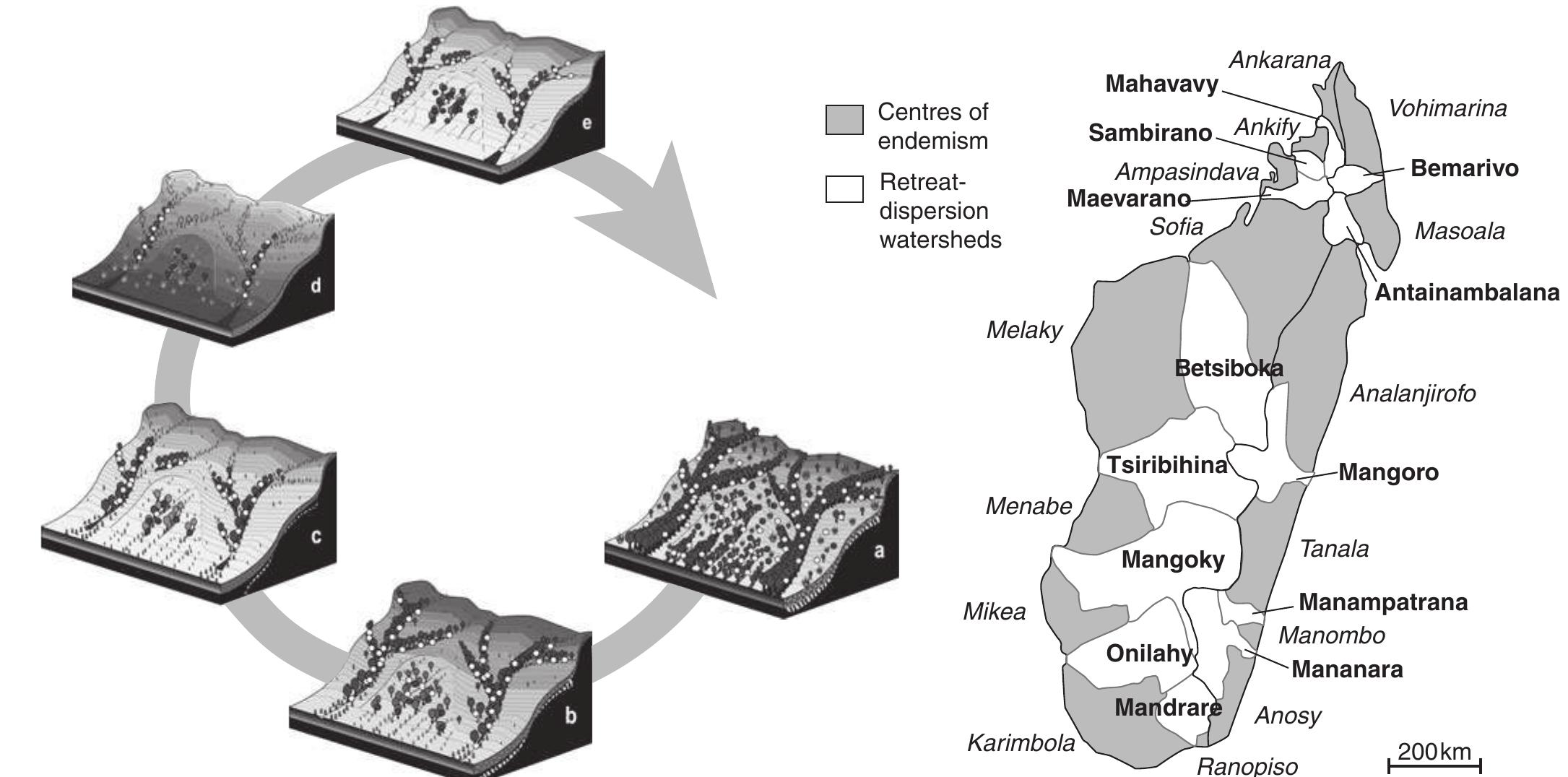 Nigure 2.6 left: schematic sequence of the retreat of