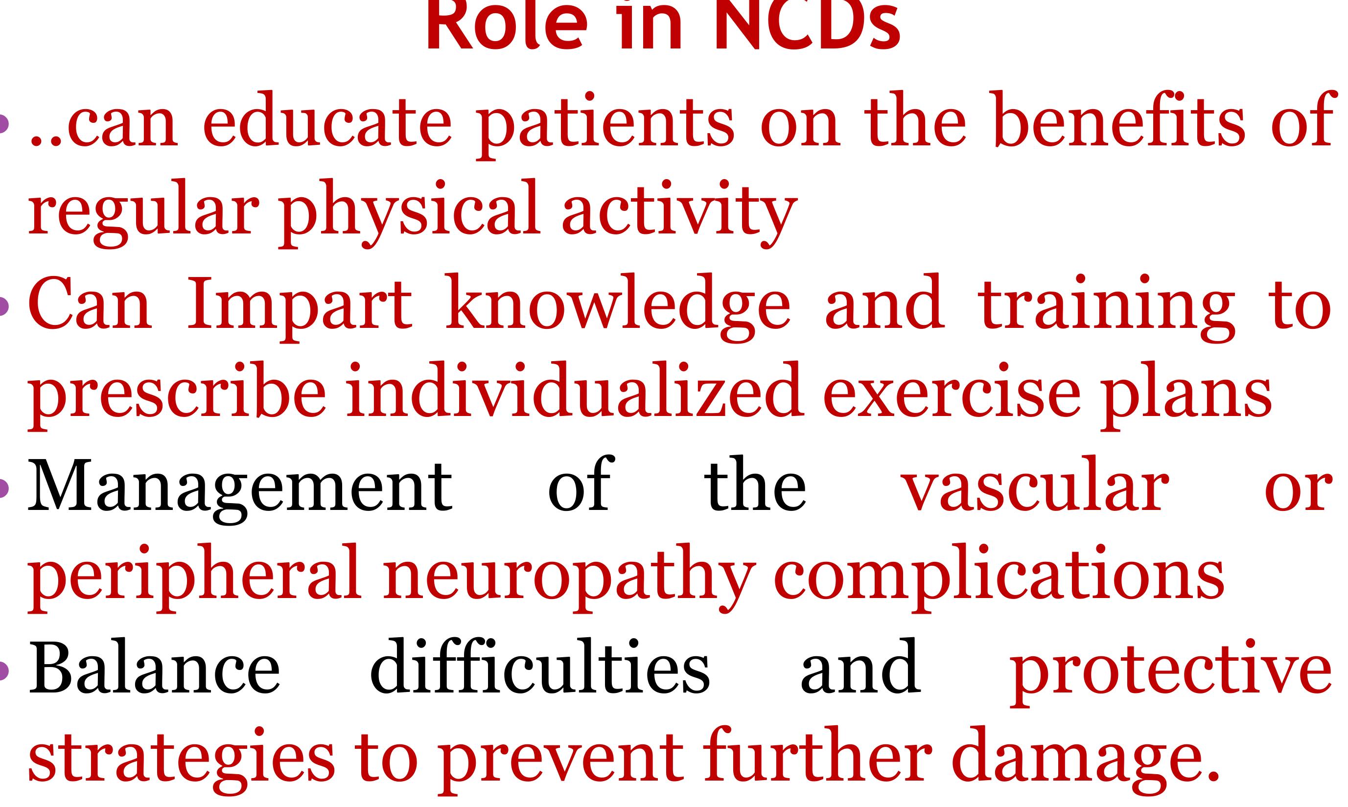 Figure 26 - Role of Physiotherapy in Primary Health Care: