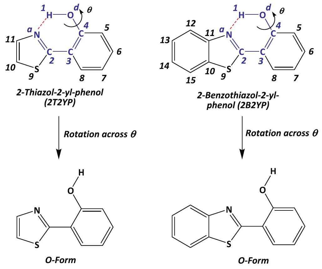 Schematic structures of the molecular systems under