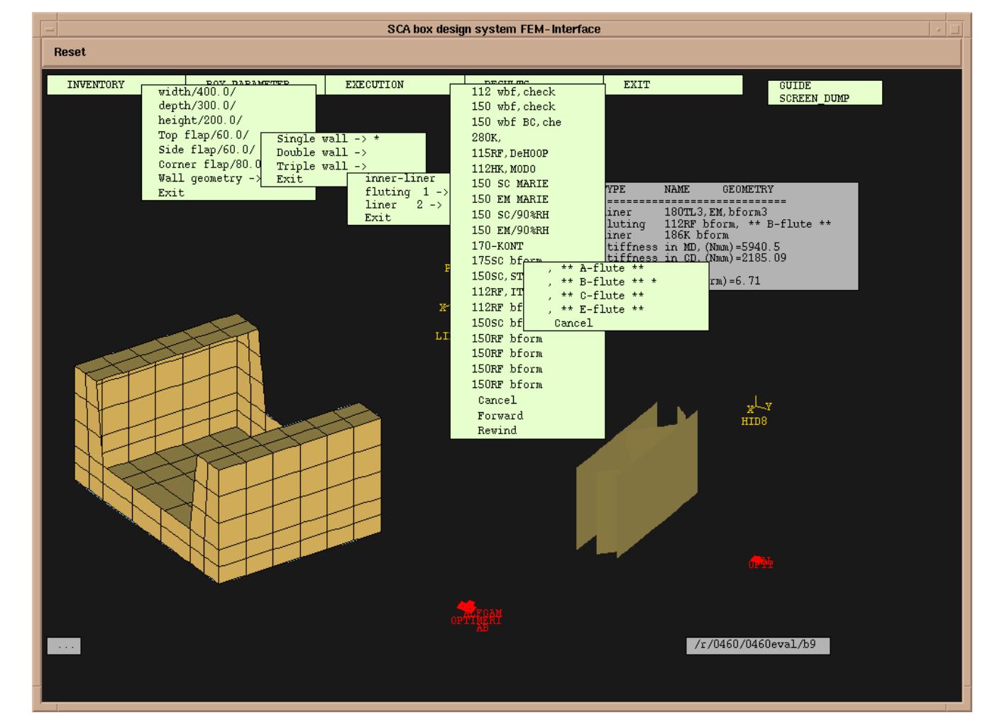 The graphical interface of a design tool for corrugated