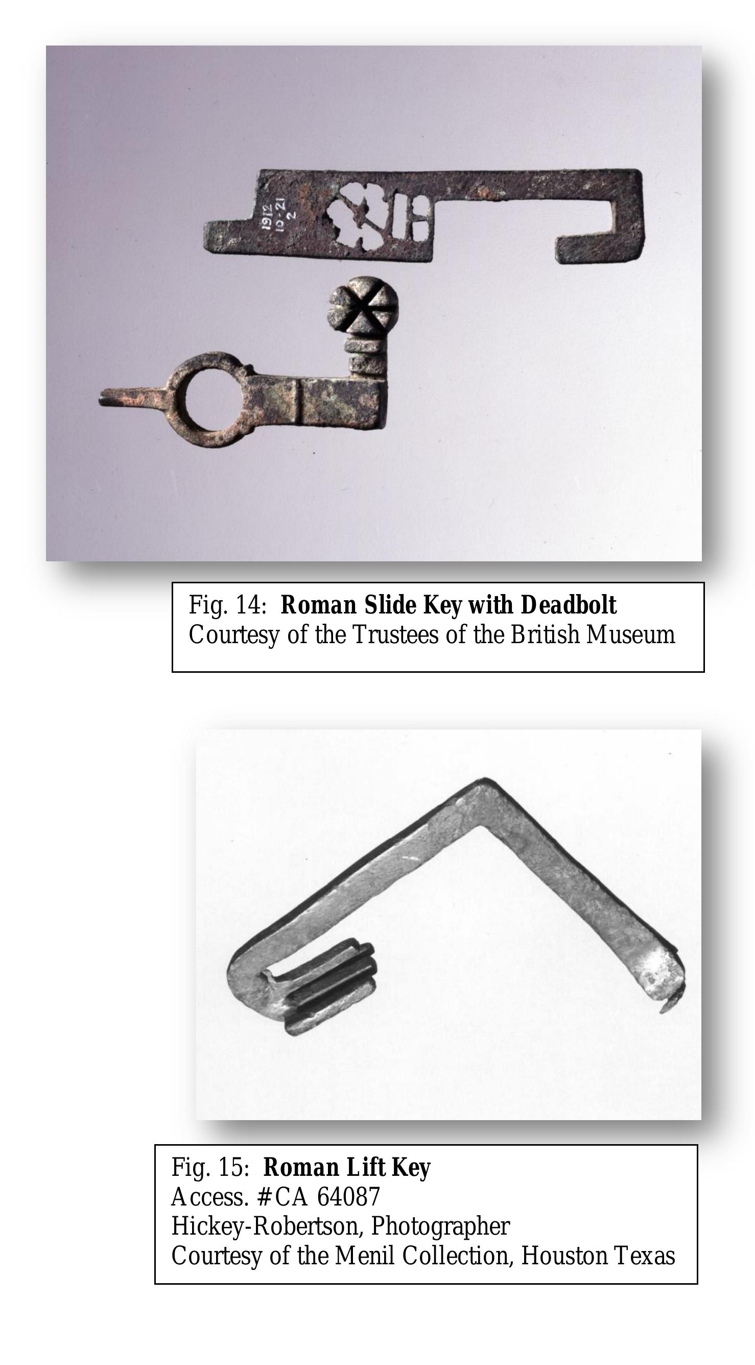 Figure 38 - A Typology of Roman Locks and Keys