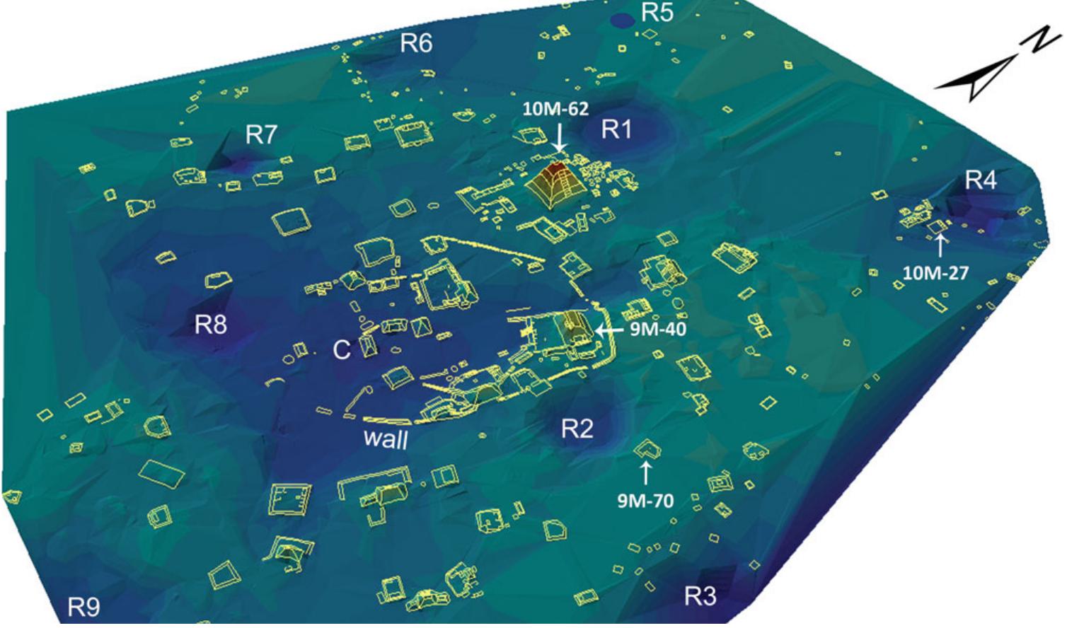 Geomorphometry Tin 3d model of xuenkal showing the general geomorphometry