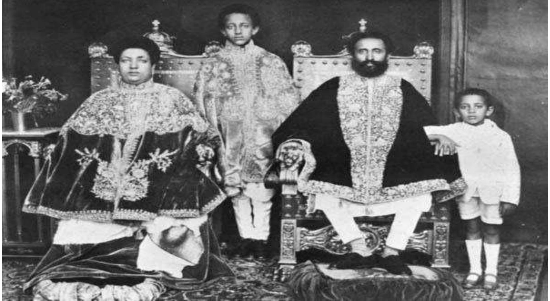 Emperor Haile Selasse I and Empress Menen with their children at the time of their coronation. November, 2nd 1930.  continued during the Reign of Hailesselassie I with a film in his coronation. 