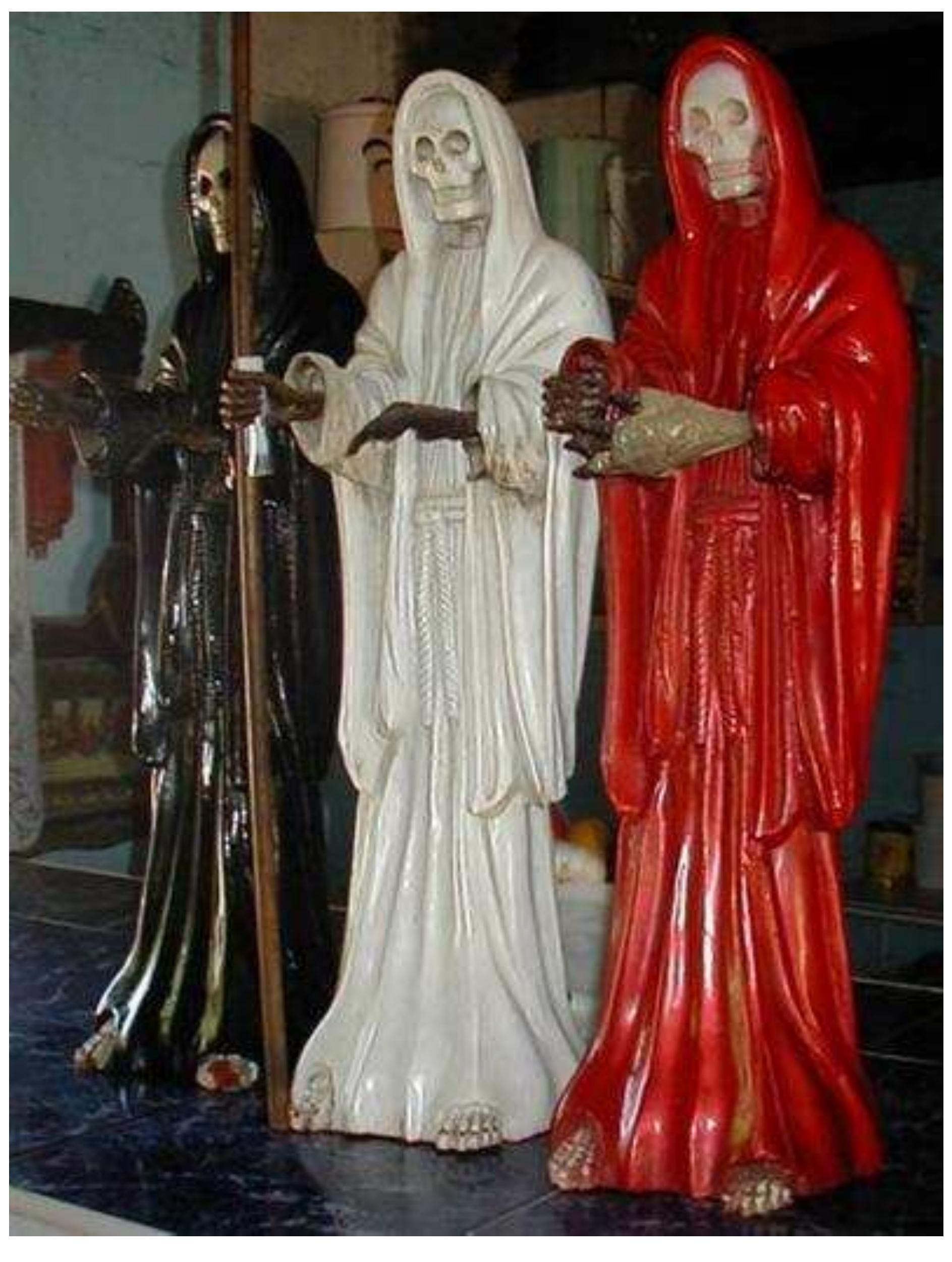 syncretic folk figure central america offerings tobacco alcohol Santa Muerte The Saint Who Walks With Death Across parts of Mexico and Latin America, candles burn before the image of Santa Muerte. A skeletal draped in robes, often Colonial Encounters (Part V) -