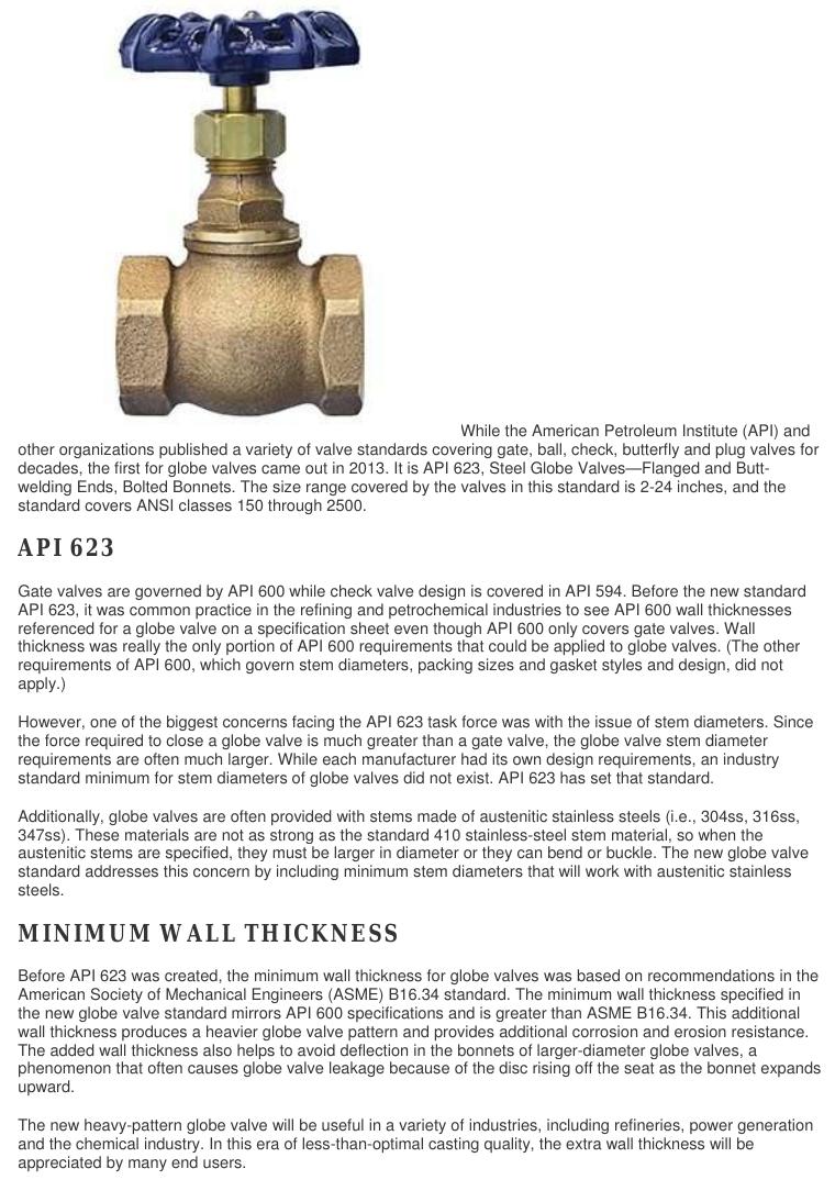 (PDF) New API Standard for Globe Valves