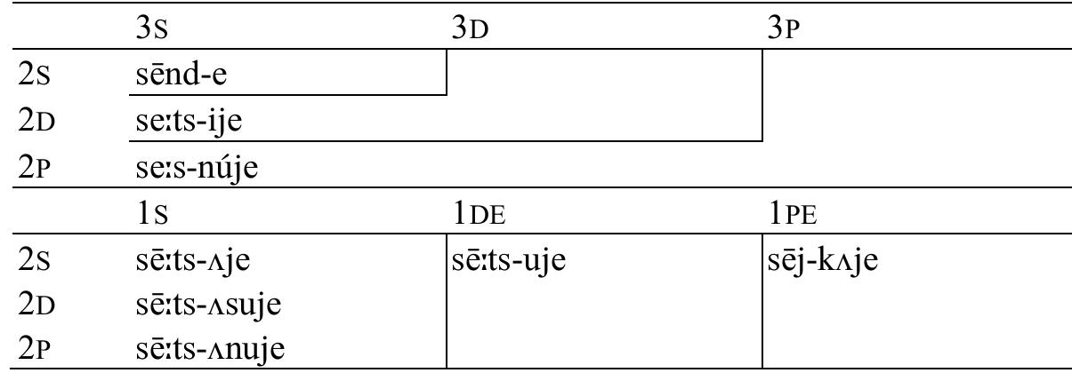 Table 32: Imperative forms for imperatives of CVCt transitive roots  Table 33: Rules and stems for CVCt transitive roots 