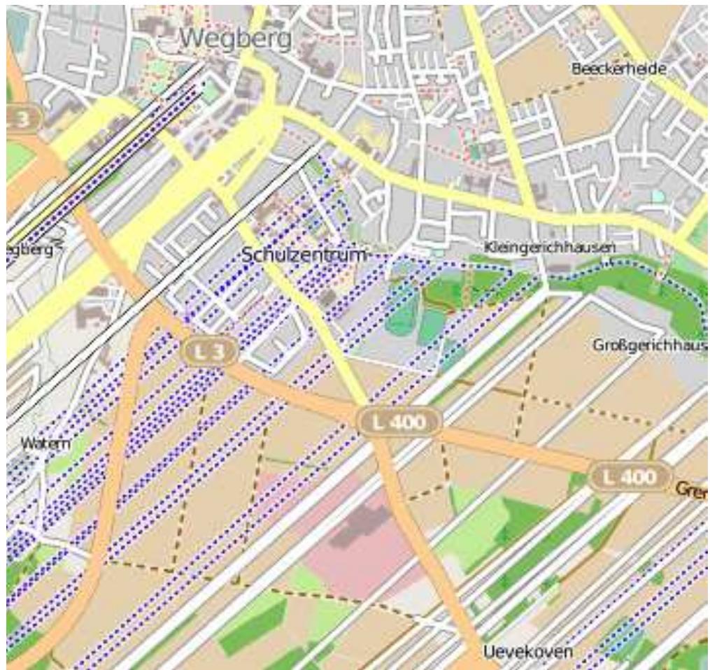 Figure 1: Example of play carto-vandalism resulting in damage to the street network (source: OpenStreetMap) 