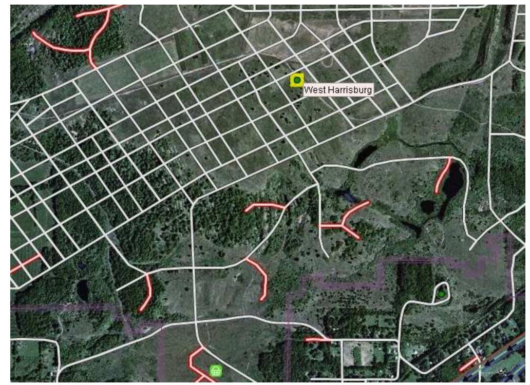 Figure 2: Fantasy town in Illinois (source: OpenStreetMap) 