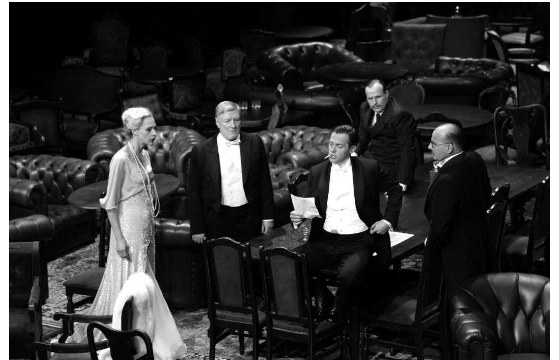 Miroslav Kriesa's The Glembays Act I. Photo: Thomas A urin.  Miroslav Krleza (1893-1981), one of the most prolific writers of the twentieth century, is one of the least known outside his native Croatia. His trilogy In Agony centers on World War I and its social consequences. The Glembays (1928), the first play, depicts the societal degeneration prior to the outbreak of the war through the conflicts within a dynasty. Galicia (1920) shows the corruption and brutality in the conduct of war. In Agony (1928), the third play, sketches the moral disorientation of post- war society through the breakdown of a marriage. What makes this drama so particular is Krleza's perspective on this catastrophe: namely, the Balkan angle on the collapse of the A ustrian empire and his personal perspective as an artist with a European modernist outlook who lives in a provincial society. He was a citizen of several worlds, some of which vanished during his lifetime. He was bom in   Agram (present-day Zagreb), capital of Croatia, a province in the Austrian Empire subordinate to Hungarian administration. Agram was culturally oriented towards Vienna and saw itself as a Catholic vanguard against the neighboring provinces, Eastern Orthodox Serbia and Ottoman dominated Bosnia- Herzegovina. Krleza was of modest background, partly Hungarian on his mother's side. His education at an army school in Pecs (Hungary) and the Military Academy in Budapest pointed him towards a career in the army of the Austro-Hungarian Royal-Imperial Monarchy. As feelings of South Slavic nationalism gave rise to the First and Second Balkan Wars in 1912/13, Krieza volunteered in the Serbian army but, suspected of being a Hungarian spy, was sent back to Budapest. The Hungarians considered him a deserter and expelled him from the Military Academy. At the outbreak of World War I in 1914, he was drafted as  