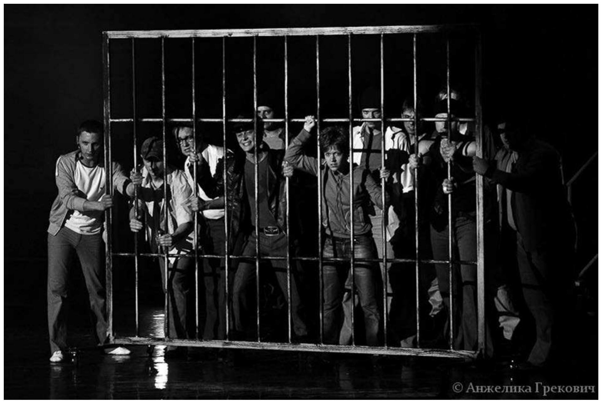 West Side Story. Photo: Courtesy of the Belarus State Musical Theatre.  > Belarus State Musical Theatre.  each performer has joined the resident company  as a full or part-time employee through one of three available hire lines: actors, chorus, or ballet. While the three respective troupes collaborate on the majority of the repertory’s productions, they are essentially autonomous departments, governed by differing aesthetics. This tripartite structure of troupe management made a lot of sense in the late twentieth century, when the company’s repertoire was dominated by Viennese operetta. Dramaturgically, BSMT productions of popular pieces by Johann Strauss, Emmerich Kalman, and Franz Lehar paralleled the principles of formal divisions within the company by having on stage a set of distinguishable singing and speaking characters (actors), unindividuated singing crowds (chorus), and silent dancing characters (ballet). Within these conventions, the actors were privileged as central players on and off stage; the chorus and ballet were treated as supporting, often uncredited ornamentations.  Thr AAmMmRnANTCo Mmarran chaift taAxicawe  