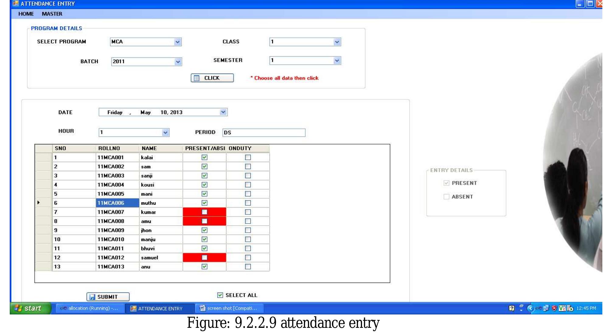 Snapsis Computer Project (PDF) STUDENTS ATTENDANCE MANAGEMENT SYSTEM MINI PROJECT REPORT MASTER ...