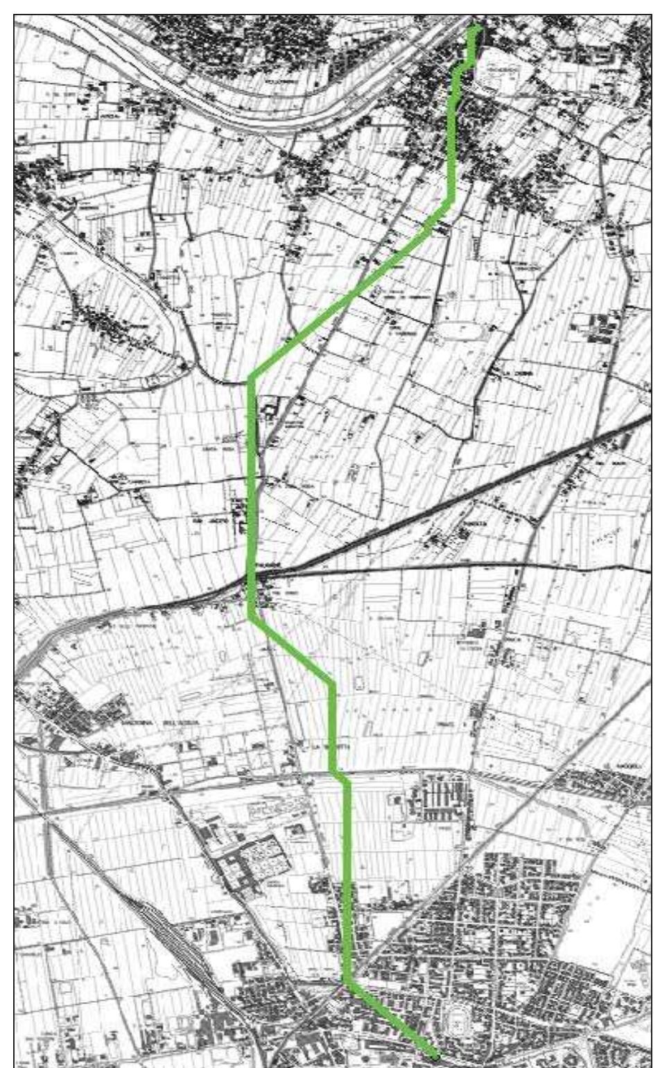 Fig. 2.30 The probable route of the late medieval Podium Vallis Serchi calculated using the shortest path and shown on current maps. 