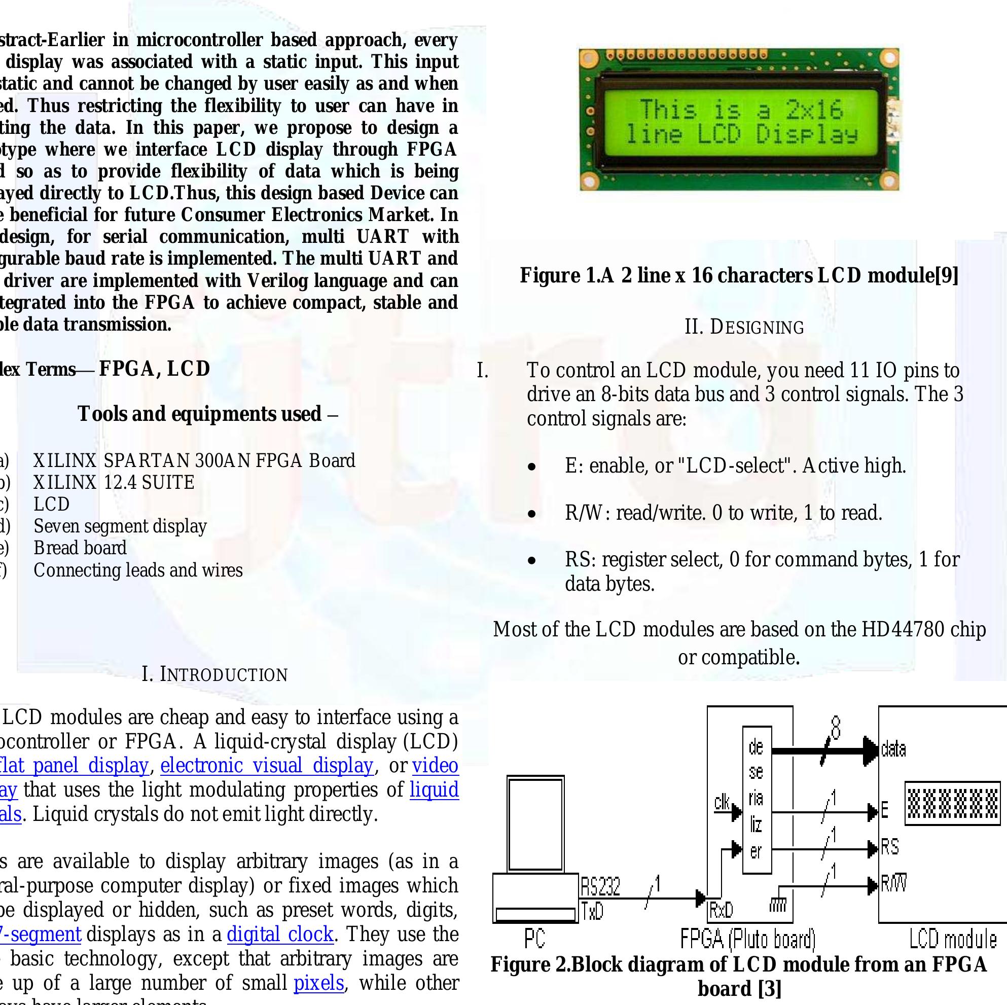 Lcd Fpga Module (PDF) A Novel Approach For Displaying Data On Lcd Using Fpga
