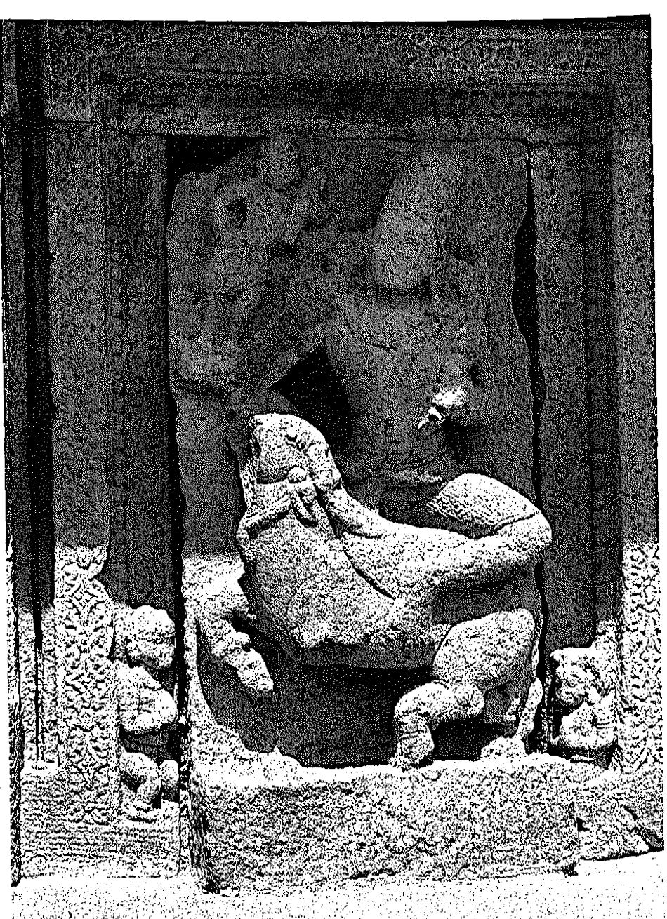 Fig. 80 Yama, Alampur, Visva Brahma Temple, south wall, late 7th century 
