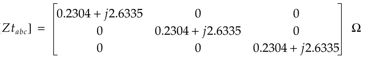 The transformer phase impedance matrix is