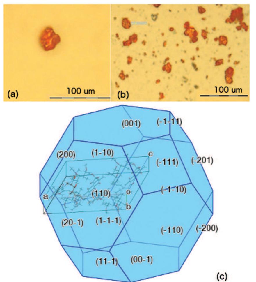 Optical microscopy images of (a) an isolated crystal and (b)
