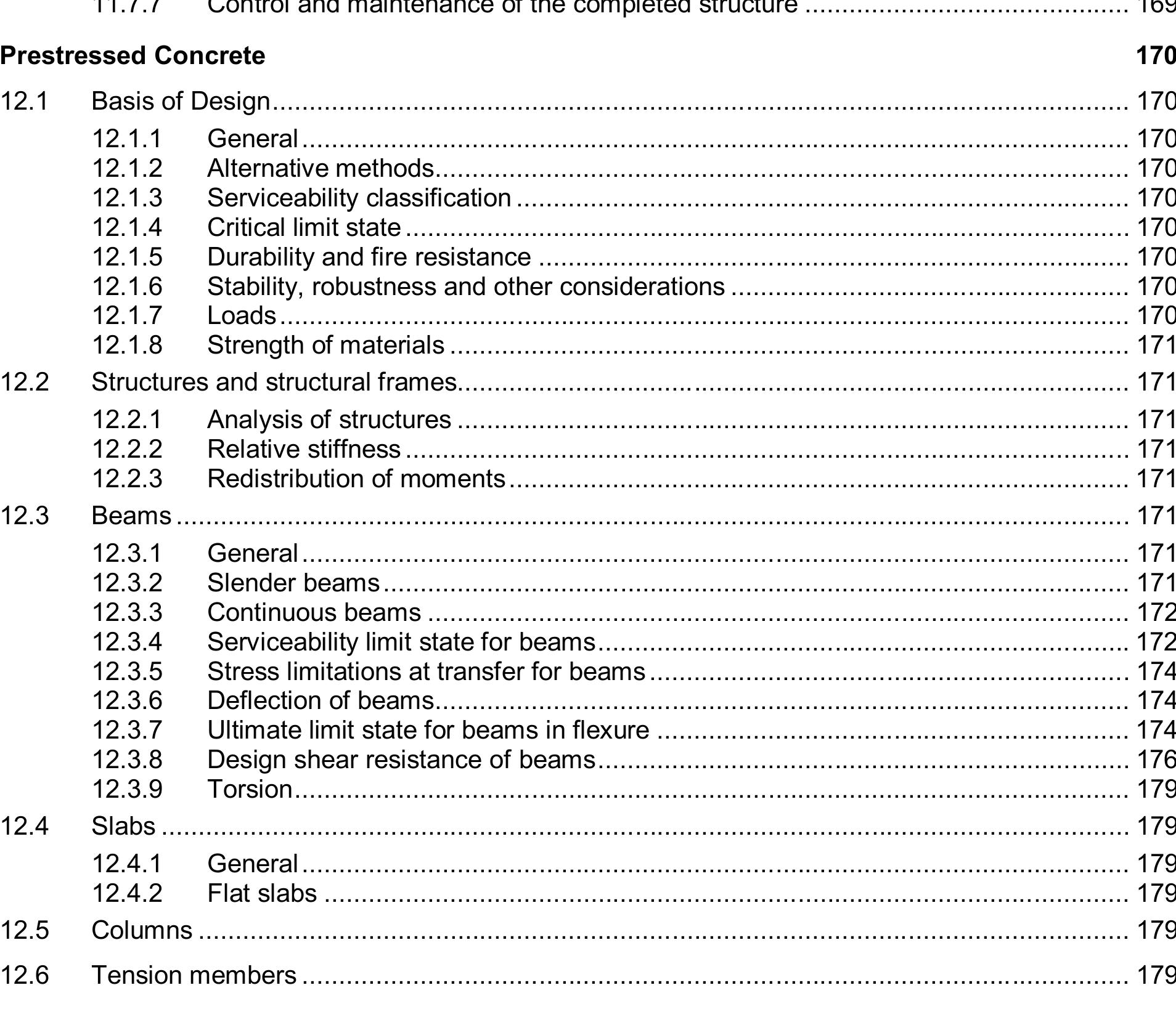 Structural Table Names Table 12 - from Code of Practice for Structural Use of