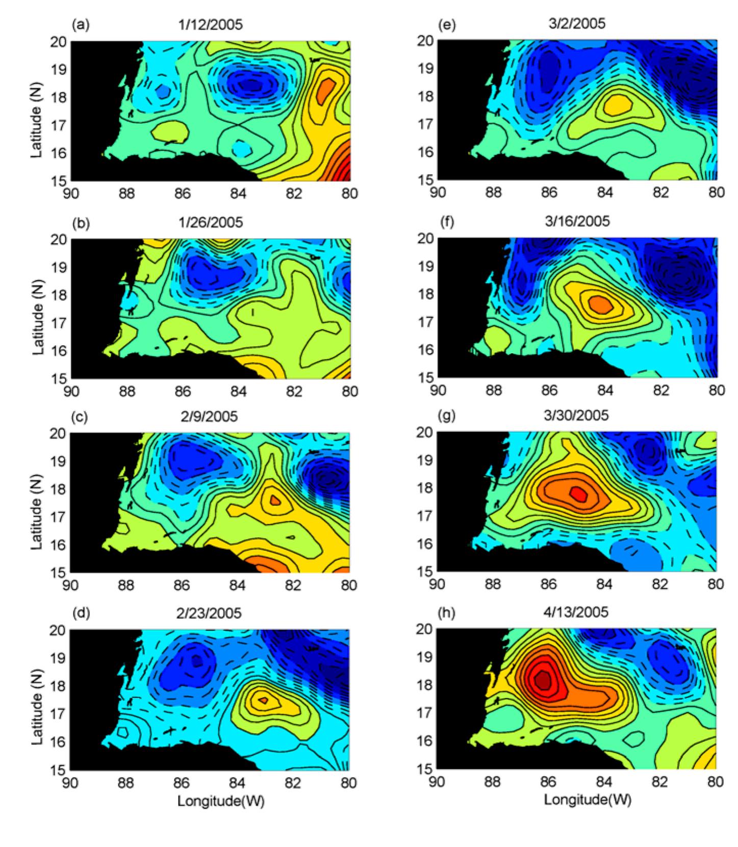 Sea surface height anomaly from altimeter data in the