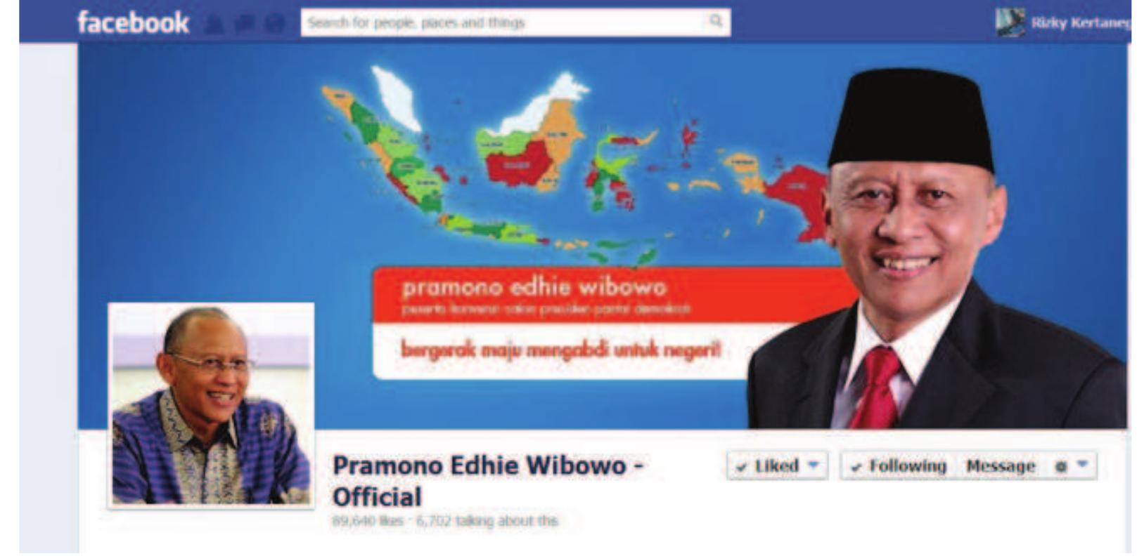 Sumber: Facebook.com
 Gambar 3: Halaman Facebook Pramono Edhie WIbowo
