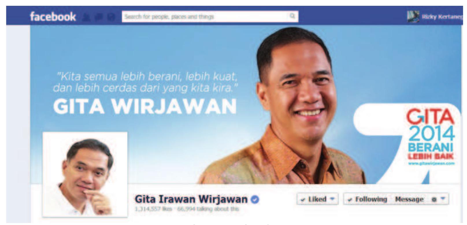 Gambar 2: Halaman Facebook Gita Wiryawan
