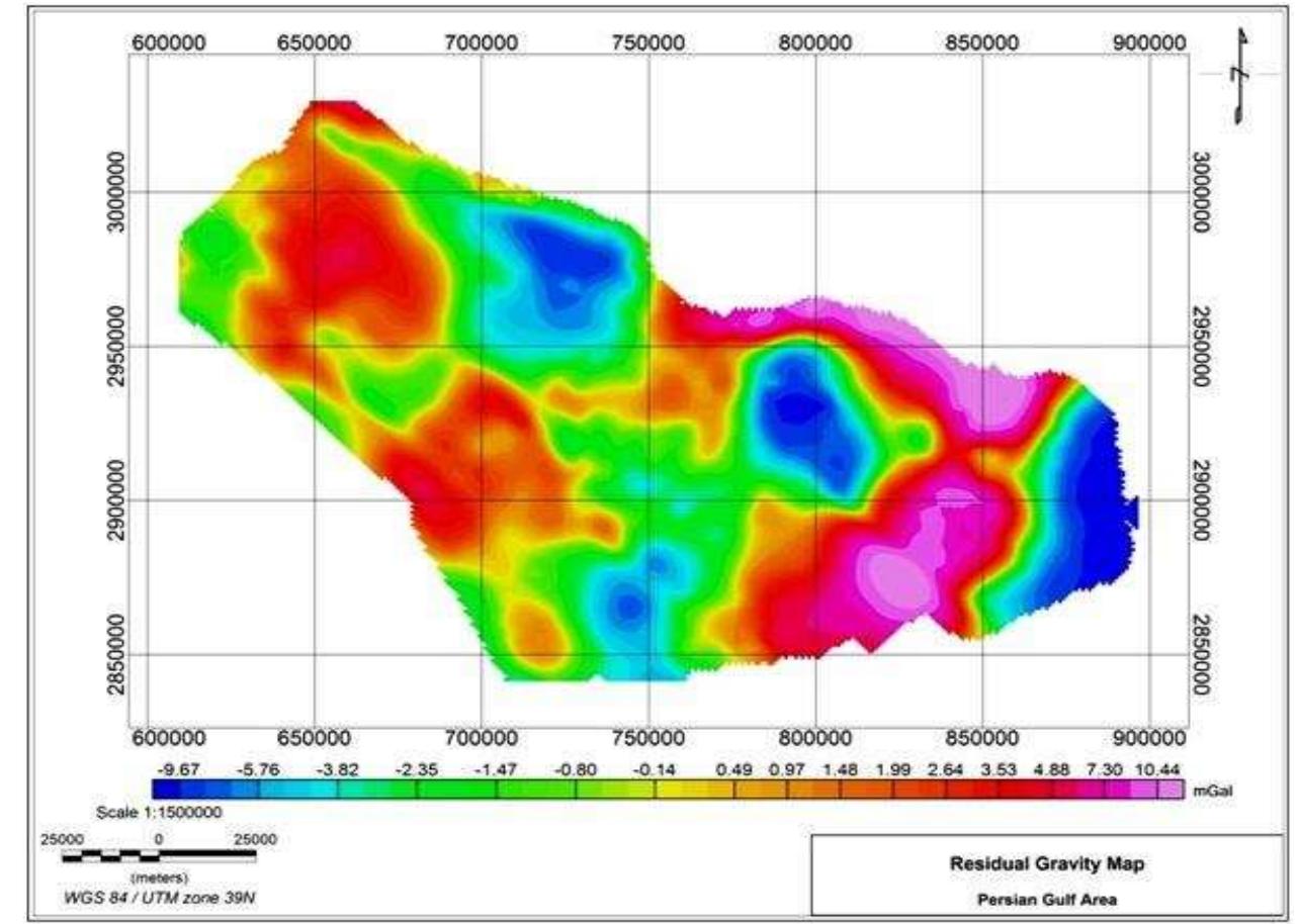 Bouguer gravity anomaly map of the exploratory region in the