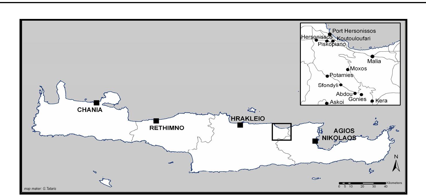 Map 1. map of the crete and the survey area