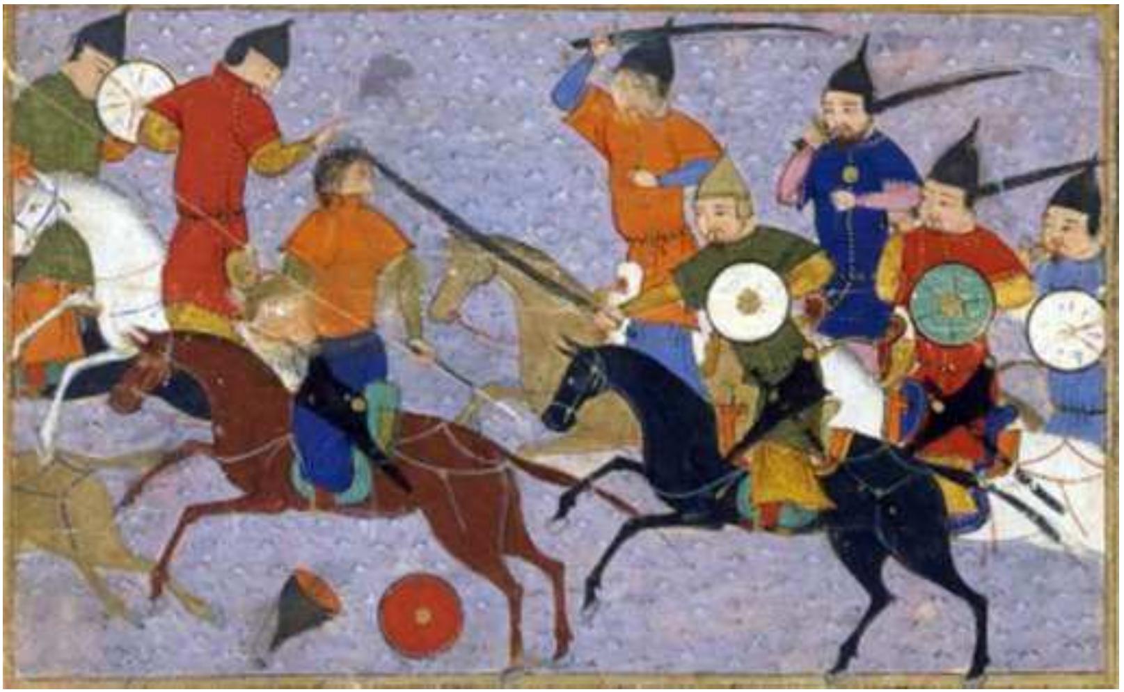 Mongol horses in battle by Rashid Al-din Hamadani-14th Century Persian historian to Hainan island, leaving the Mongol land troops without supplies altogether. The loss of supplies was a massive blow for Togan’s and Omar’s forces in Dai Viét, for not only human foodstuffs were sunk, but hay and fodder for their horses were lost as well.°9 As noted in their previous invasions of Dai Viét, the use of horses was a problematic feature of Mongol campaigns in southern areas such as Dai Viét. Apart from the tricky terrain, the horses needed supplies, not just for the journeys, but also at local destinations. Mongol horses were bred and raised in the northern part of Central and East Asia, they would find it difficult to survive on local short grass, stringy leaves or rice straw, and even these were scarce in a small country like Dai Viét. For the Mongols, who relied heavily on their horses, and valued them as much as themselves, the lack of food and large-scale pastures for their horses in Dai Viét continued to be a disadvantage for them in this invasion, as much as it was during the two pnrevious ones in 1957-12958 and 1985. The beginning of the year of the Rat (1288) saw the victorious Mongols in Thang Long and the Tran emperors, once again, on the move, with both Togan and Omar in hot pursuit. Again, the Tran were saved by their expertise on river navigation. They managed to elude both Togan’s cavalry on the river banks, and Omar’s boats by using small boats to travel along the tributary system of the Red River. Togan then left the pursuit to Omar and went back to Thang Long.