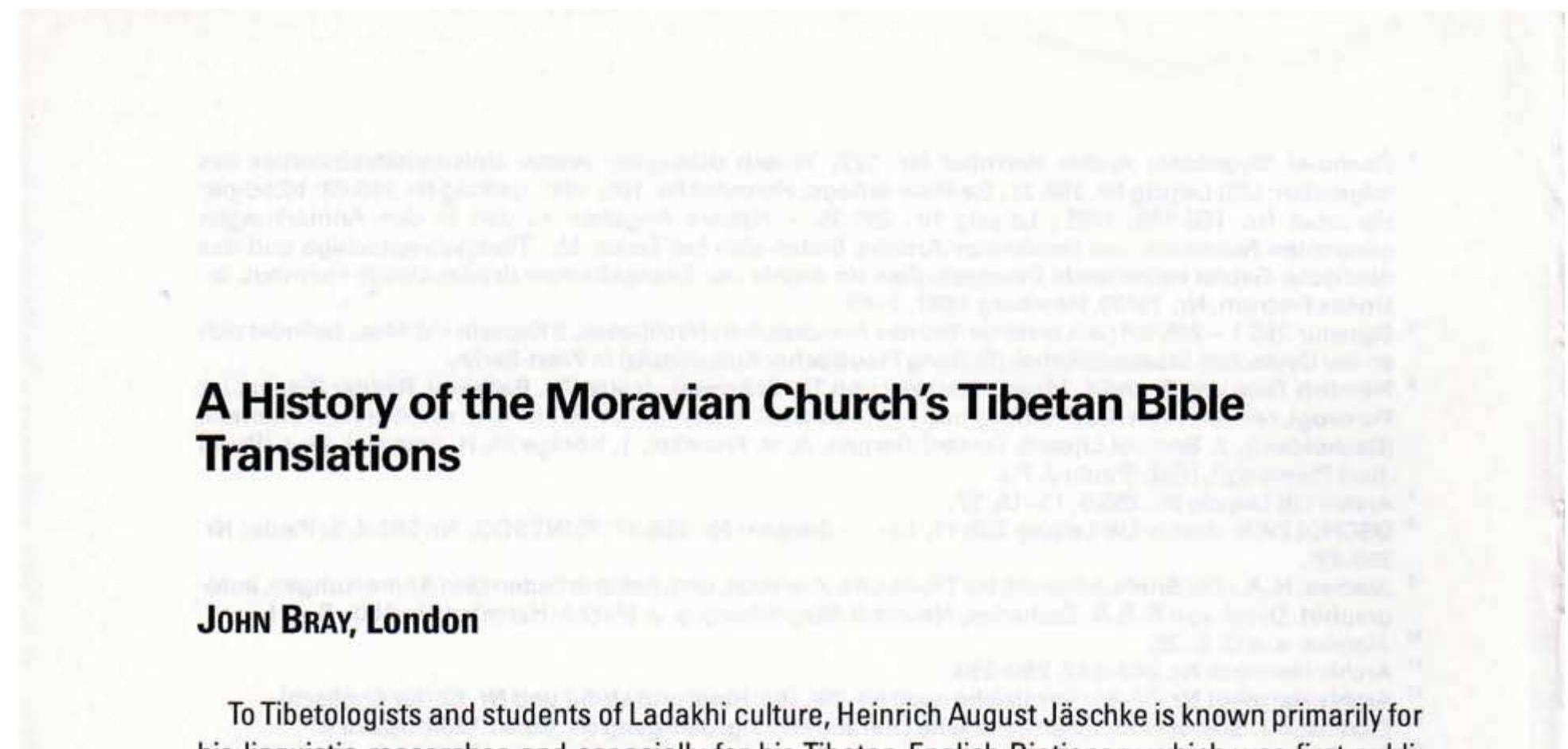 Figure 1 - A History of the Moravian Church’s Tibetan Bible